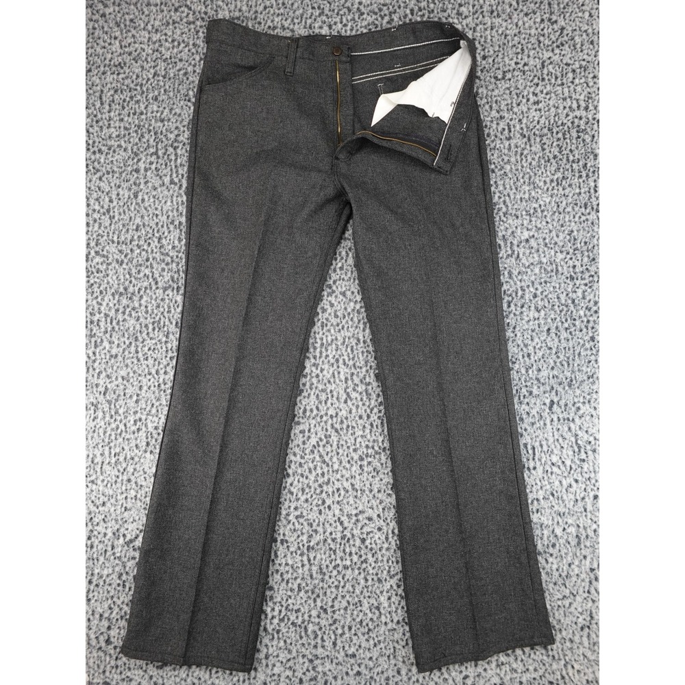 Wrangler Dress Pants Mens 38x32 Gray Vintage‎ 82HK Polyester USA Made